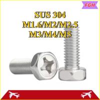 ราคา สกรูหัวหกเหลี่ยม น็อตสกรูหัวหกเหลี่ยม น็อต สกรู หัวหกเหลี่ยม ฝังแฉก สแตนเลส 304 เกลียวมิล หยาบ / Indented Hexagon Machine Screw SUS304 M1.6/M2/M2.5/M3/M4/M5 * L3-50 มม.FGH-CB-1 (44269679597)