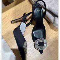 ราคา ส่งด่วนกทม EU37-38MANGOเเท้จากShopนอก รองเท้าส้นสูง หัวเเหลมเเต่งเพชรRhinestoneพื้นดำ 4” (24851118654)