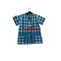 ราคา เสื้อหม้อฮ่อม อก 38" ( S ) ความยาว 25"พิเศษ 160 บาทเสื้อหม้อฮ่อมชายหญิงผ้าขาวม้าฝ้ายคอจีน ติดกระดุมผ่าหน้า (25916287605)