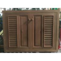 ราคา บานซิงค์บานคู่ แบบประตูบานเกล็ดครึ่งลูกฝักทำจากไม้สักแท้ 100% งานไม่ทำสี (4432096169)