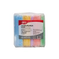 ราคา aro หลอดช้อนสีหุ้มห่อฟิล์มใส ตราเอโร่ บรรจุ 100 เส้น * 5 ห่อ (27900267998)