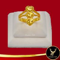 ราคา Ring (No.59RD) แแหวนหุ้มทอง แหวนผู้หญิง แหวนแฟชั่นทองชุบ ลายหัวใจสามดวง จิกเพชร นน.1 สลึง งานเคลือบแก้วหนาพิเศษ (23305553926)