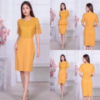 ราคา ชุดเดรสสีเหลือง ใส่ทำงาน ทรงสุภาพ (2066887838)