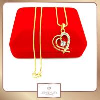 ราคา สร้อยคอทอง ลายกระดูกงู ห้อยจี้หัวใจ ประดับเพชร น้ำหนัก2สลึง ยาว18นิ้ว ชุบทองคำแท้ 24K ชุบเศษทองเยาวราช (9712347268)