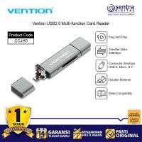 ราคา Vention เครื่องอ่านการ์ด USB 2.0 TF SD OTG Micro USB Type C - CCJH0 (40505714616)
