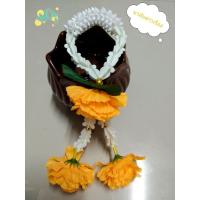 ราคา พวงมาลัยดาวเรืองราคาถูก ดาวเรืองดอกพุด มาลัยไหว้รถ มาลัยไหว้พระราคาถูก (9453516962)