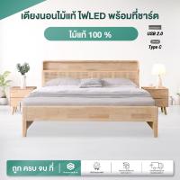 ราคา Homemark เตียงไม้แท้ 1.5 1.8 เตียงไม้ยางพารา แท้100% งานฝีมือ สไตล์ มินิมอล อบอุ่น เตียงไม้ Bed Wood (29387184248)