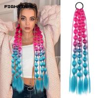 ราคา FIGHTINPC ต่อผมสี, น้ําหนักเบาสําหรับสาวสําหรับ EDC เทศกาล Rave เด็ก Bubble Ponytail Extension, แฟชั่นผู้หญิง 20" Handmade Braided Ombre Crazy Hair Day อุปกรณ์เสริม (53650849299)
