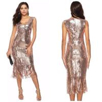 ราคา เดรสออกงาน ปักเลื่อม สีทอง ไซส์ M (2337338097)