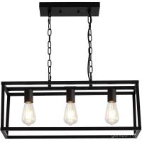 ราคา Chandelier loft American Country Retro Industrial Style Rectangular Iron Art Living Room Dining Room Freestanding AO46 (47450839049)
