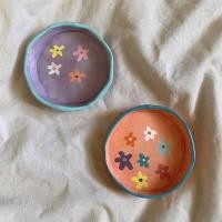 ราคา ถาดใส่เครื่องประดับ ถาดดินปั้นดอกไม้หลากสี (12517667867)