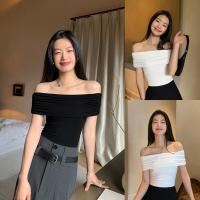 ราคา จัดส่งจากกรุงเทพ เสื้อปาดไหล่✨สีขาวรัดรูปแบบสั้นเสื้อเปิดหลัง เสื้อครอป y2kโชว์ สะดือเซ็กซี่สาวฮอต (24774374807)