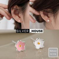 ราคา ต่างหูเงินแท้ 92.5% ดอกเดซี่มินิลงยา มีสีชมพู/สีขาว น่ารักมากๆ (26372510512)