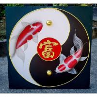 ราคา ภาพวาดปลาคราฟคู่มงคลขนาด60×60cm (40008510495)