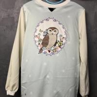 ราคา เดรสยาวผ้ายืด แขนยาว ลายนกฮูก สีขาวครีม ป้ายD’one มือ2 สภาพดี (2273478362)