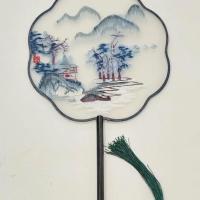 ราคา คลาสสิกสองด้านปักผ้าไหมโบราณพัดลมวงกลมพัดลม (45251351964)