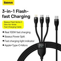 ราคา Baseus 3in1 Flash Series II 3 in 1 สาย Type C ถึง M+L+C 100W (44371130835)