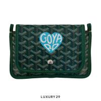 ราคา Goyard Plumet Pocket Wallet Green Hand-Painted Heart Blue(Small, Green) (27502685556)