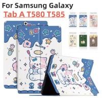 ราคา Samsung Galaxy Tab A 10.1 (2016) T580 T585 Cute Pattern Sweat proof Case TabA 10.1" SM-T580 SM-T585 Tablet Case Stand Flip Leather Cover (23711454522)