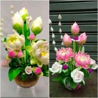 ราคา ขวดแก้ว แจกันดอกบัว ดอกบัวพับ ดอกบัวประดิษฐ์ (12518899365)