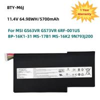 ราคา 11.4V 5700mAh/64.98WH BTY-M6J Laptop Battery For MSI GS63VR GS73VR 6RF-001US BP-16K1-31 MS-17B1 MS-16K2 9N793J200 Tablet (42561150312)
