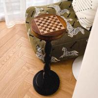 ราคา DIY โต๊ะหมากรุก ins กระดานหมากรุกโต๊ะกาแฟย้อนยุคมุมโต๊ะข้างโซฟาสีดำและสีขาวคลาสสิกตั้งพื้นเครื่องปร (26759916902)