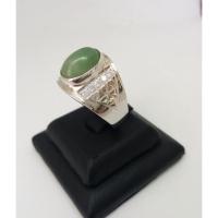 ราคา แหวนหยกแท้ แหวนเงินแท้925 แหวนผู้ชาย ตัวเรือนชุบทองคำขาว (11616184861)