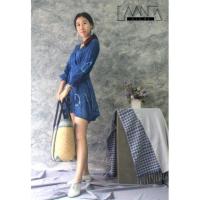 ราคา มัดย้อม เดรสกระโปรงสั้นแขนยาว มัดย้อมครามแท้ (981405867)