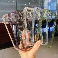 ราคา เคสใสหลังแข็งขอบสีกลิตเตอร์มีเลนส์กันกล้อง เคสหลังแข็งขอบนิ่ม สี ชมพู เขียว ฟ้า (23251415735)