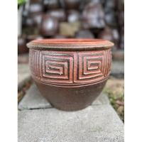 ราคา กระถางดินเผา เผาดำแต่งลาย ขนาด 12 นิ้ว (23537622344)