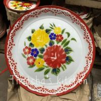ราคา (ตรากระต่าย) ถาดริมเรียบ เคลือบลาย ขนาด 60 ซม. (25522394459)
