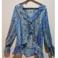 ราคา เสื้อZARAแท้ สีฟ้าสวย ผ้าชีฟอง (22810575763)