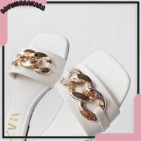 ราคา Zara Flat Sandals รองเท้าแตะส้นแบน Zara รองเท้าแตะผู้หญิง Zara ล่าสุด Zara Chain Motif Tendy 2025 Super (43572040900)