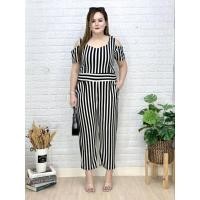 ราคา ชุดสาวอวบ,สาวพลัสไซส์ ชุดจั๊มสูทกางเกงขายาวสาวอวบอ้วนเอวสม็อคหลังยางยืด ผู้หญิง Miss M.A. Closet (29258362366)