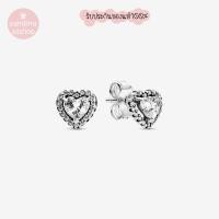 ราคา (ของแท้100%) แถมกล่อง Pandora silver earrings ต่างหูเพชรหัวใจ (27863535007)