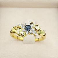 ราคา SK Jewelry แหวนพลอยไพลิน ฝังเพชร ทองแท้ 9K SK-R0010 (4878533961)