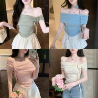 ราคา Bonnie​เปิดไหมพรมเปิดไหล่ แขนสั้น หลากสี เซ็กซี่ เสื้อปาดไหล่ข้างเดียว หญิง ผ้านิ่มใส่สบายน่ารักมาก ทรงสวย (24284633828)