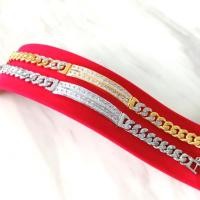 ราคา สร้อยข้อมือแฟชั่นผู้หญิงและผู้ชายเลสเพชร CZ เหลี่ยมฝังล็อค 2 แถว ชุบทองไมครอนและทองคำขาว (26568097480)