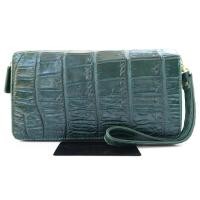 ราคา กระเป๋าสตางค์ผู้หญิงหนังจระเข้แท้ 100% รุ่นซิปรอบคู่ Size L มีสายคล้องมือ ใส่การ์ด บัตรเครดิต ใส่โทรศัพท์ สีเขียว ใหม่ (29810850020)