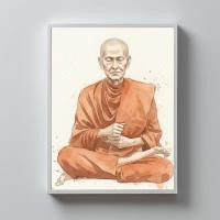 ราคา ภาพมงคล พระบูชา รูปสมเด็จโต วัดระฆัง ภาพวาดหลวงพ่อพร้อมกรอบ 4x6 นิ้ว งานพิมพ์ศิลปะพุทธบูชา สไตล์มินิมอล กรอบติดผนัง (42525061400)