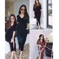 ราคา "New " เดรสคอวีกำมะหยี่ผ่าหน้า ตัวยาว (118592103)