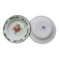 ราคา (6ชิ้น) จานเคลือบดอกไม้ 20ซม. / จานสังกะสีดอกไม้ / จานสังกะสีวินเทจ (26742767809)