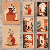 ราคา ศิลปะโบโฮ _ ศิลปะผนังปานกลาง _ ศิลปะผนังพฤกษศาสตร์ _ ศิลปะผนังดินเผา Boho _ เรขาคณิตตกแต่งผนัง _ ของขวัญขึ้นบ้านใหม่ -ไม่มีกรอบศิลปะตกแต่งผนังบ้านโปสเตอร์ผ้าใบ (41272785935)