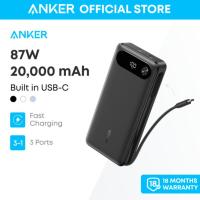 ราคา ANKER Power Bank 20,000mAh Travel Essential Portable Charger พร้อมสาย USB-C ในตัว, 3 พอร์ต 87W Max Fast Charging Battery Pack (43214247749)