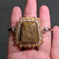 ราคา ก1004 กำไลข้อมือเงินแท้ประดับด้วยไหมทองจากบราซิล (27324555984)