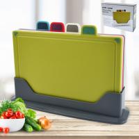 ราคา ถูกที่สุด Kitchen Chopping Board with Color Coded Board with Label Chopping Board with Holder Food Grade PP 4Pcs SetCOD (26878166420)