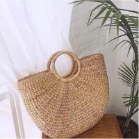 ราคา Sale❗️❗️ ✅กระเป๋าผักตบชวา กระเป๋าสานครึ่งวงกลมแบบถือ ใบใหญ่ (2805189790)