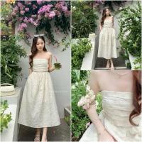 ราคา “ Butter dress “ ✨ ชุดเดรสเกาะอกลายปักดอกไม้ - Swanashop มือ1 (28536498635)