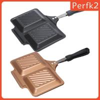 ราคา [Perfk2] กระทะสองด้านเครื่องทําแซนวิชเครื่องครัว Nonstick Baking Pancake Griddle Skillet สําหรับบาร์บีคิวครัวกลางแจ้งไข่เจียว (50900093793)