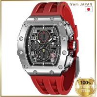 ราคา TSAR BOMBA Men's Watch 5ATM Water Resistant Tonneau Shape Stainless Steel Sports Luxury Casual Black Orange Dial (40513528171)